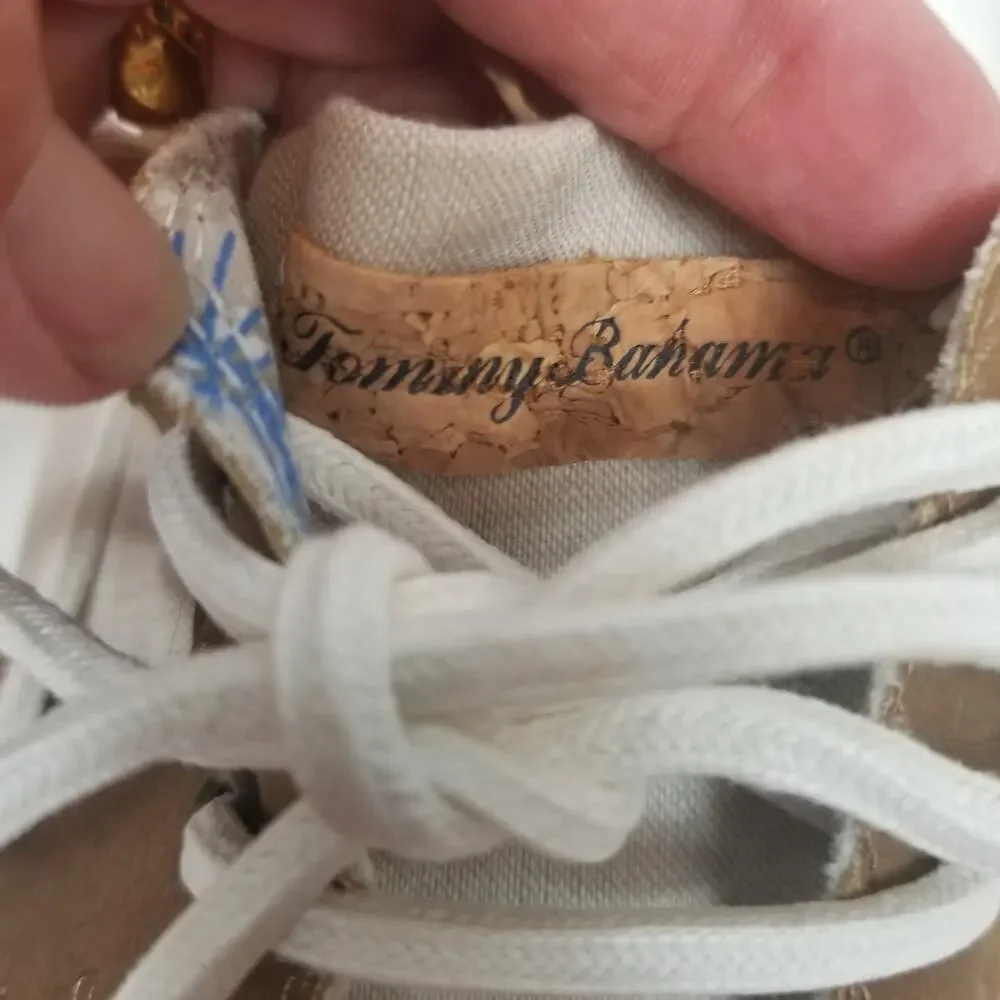 Tommy Bahama Mens Stripes Asunder TB7F10147 Tan Beige Canvas Deck Boat Shoe 10D